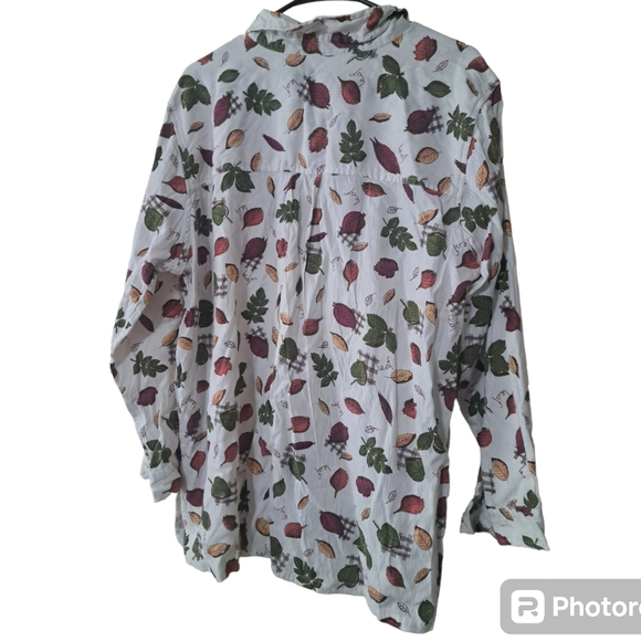 Erika & Co Vintage Falling Leafs Button Down Blouse - Picture 2 of 10